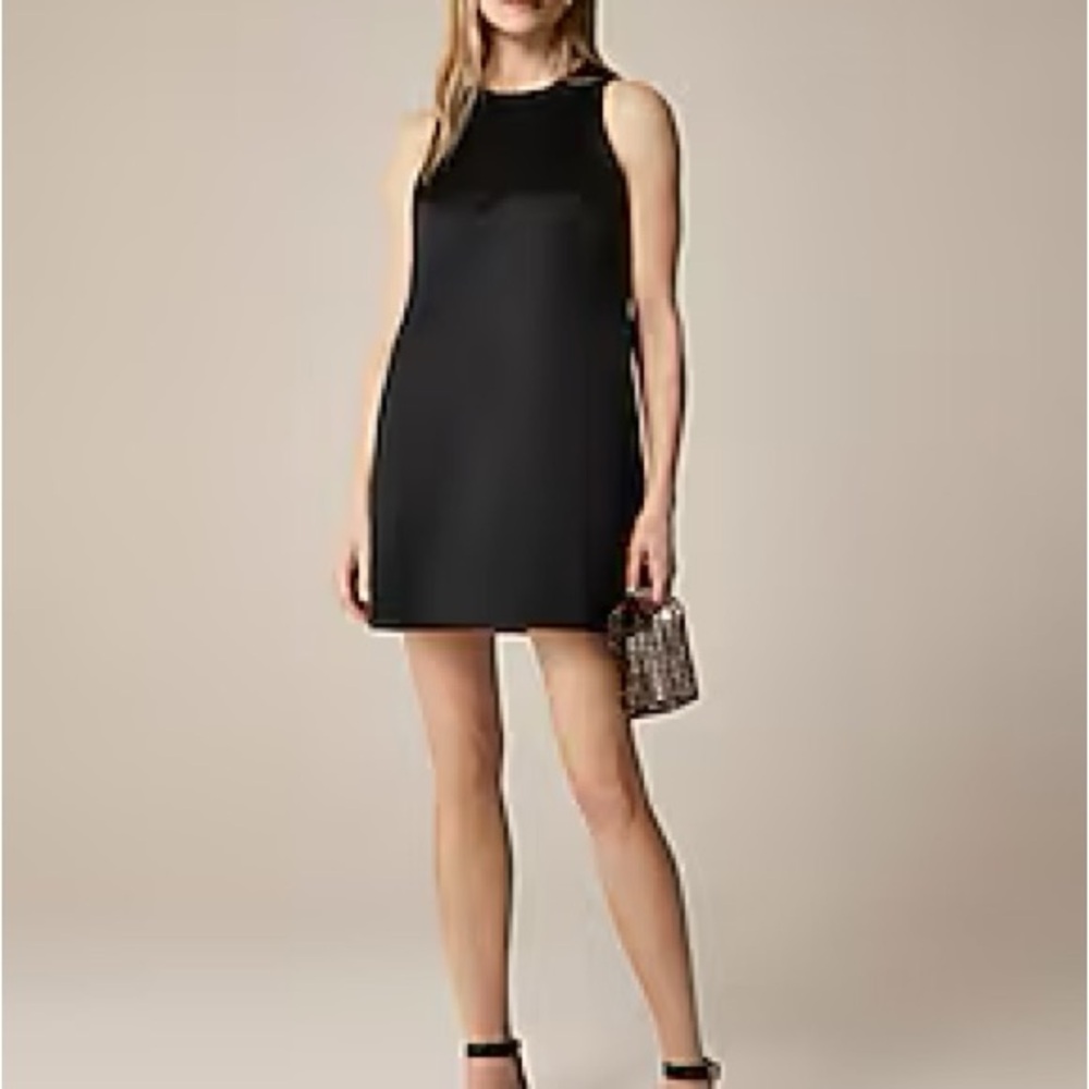 J. Crew Collection Maxine Black Mini Dress in Duchesse Satin